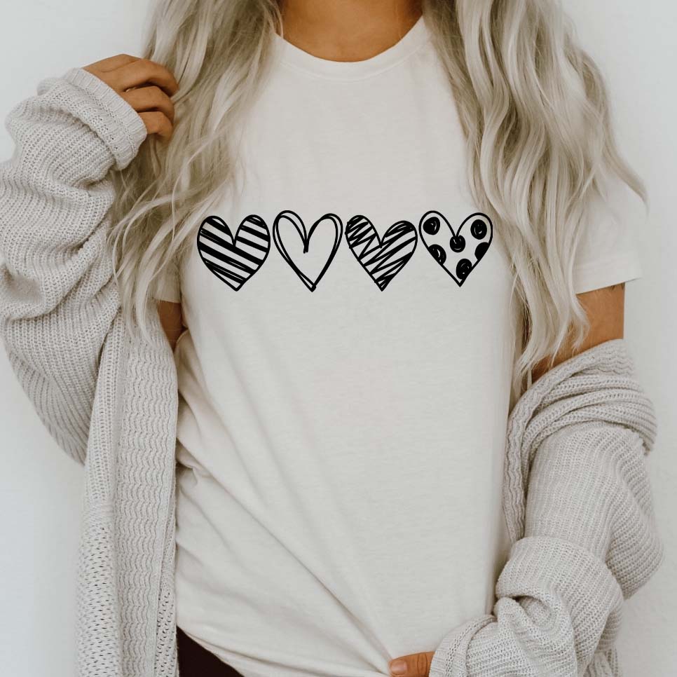 4 Sketch Hearts Tee - Limeberry Designs