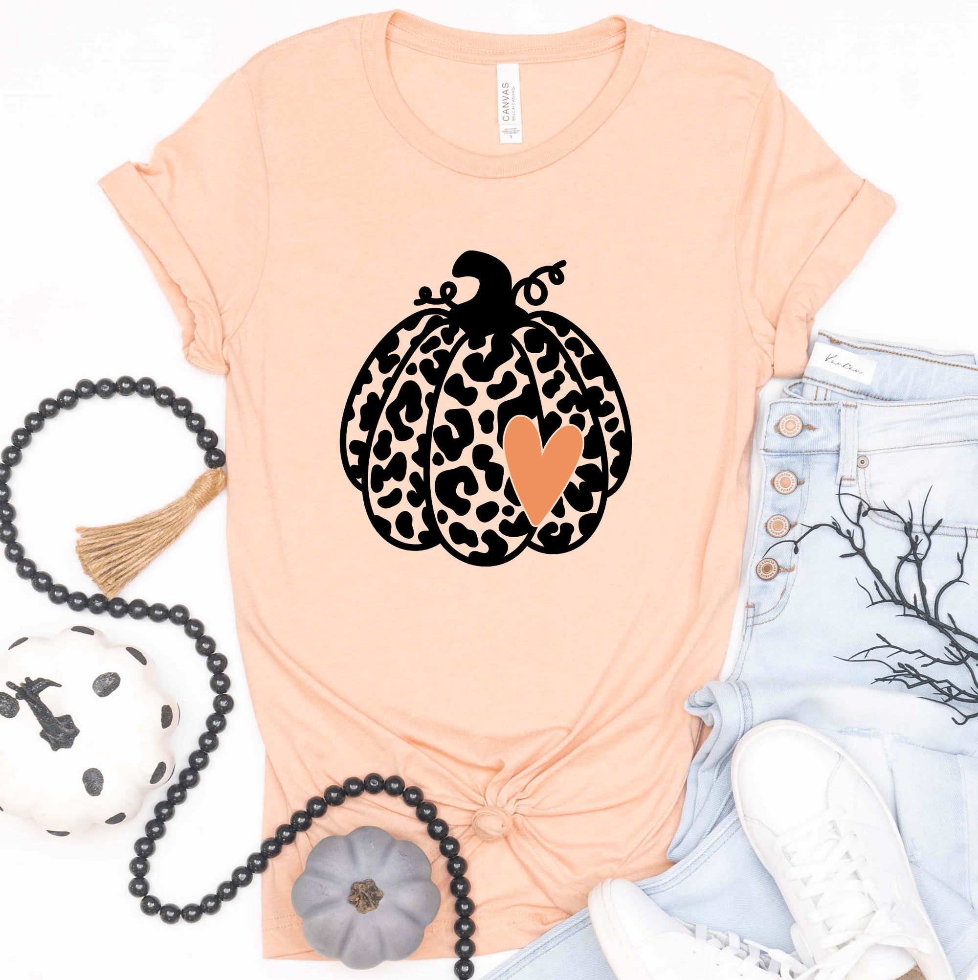 Leopard Heart Pumpkin Tee - Limeberry Designs