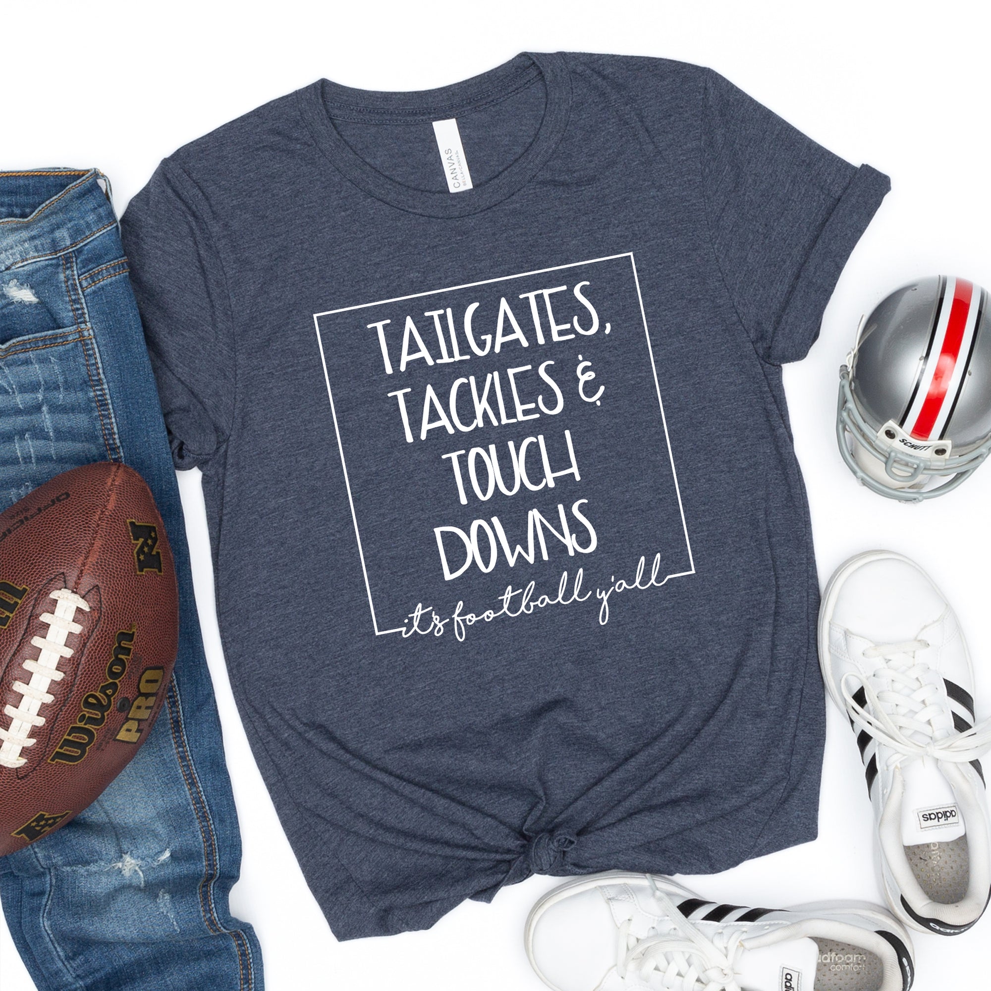 Tailgates, Tackles, Touchdowns Tee - Limeberry Designs