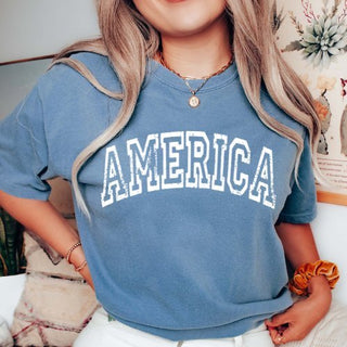 America Distressed Comfort Color Tee - Limeberry Designs