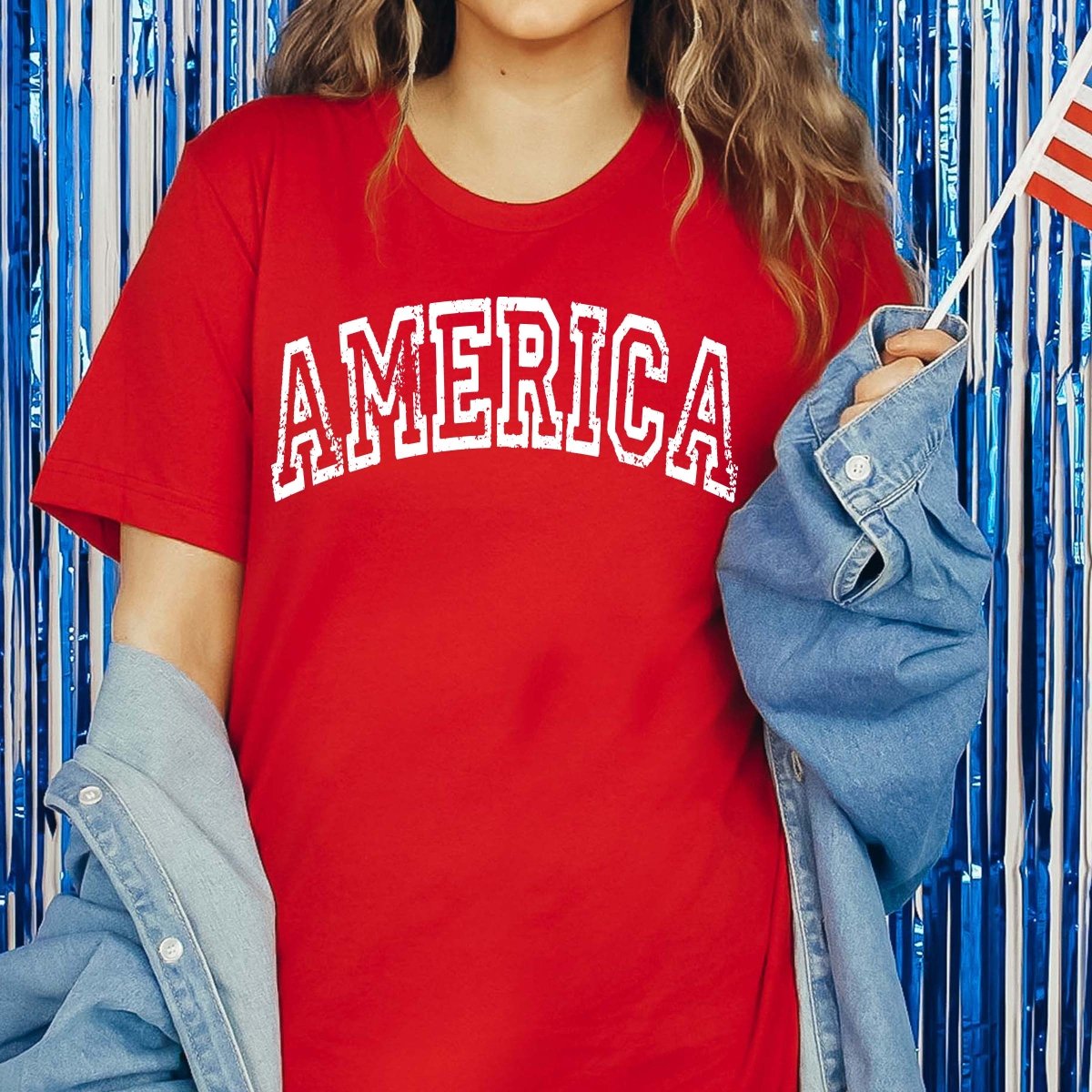 America Distressed Tee - Limeberry Designs