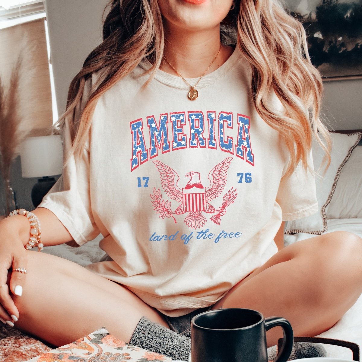 America Home of the Free Eagle Comfort Colors Tee - Limeberry Designs