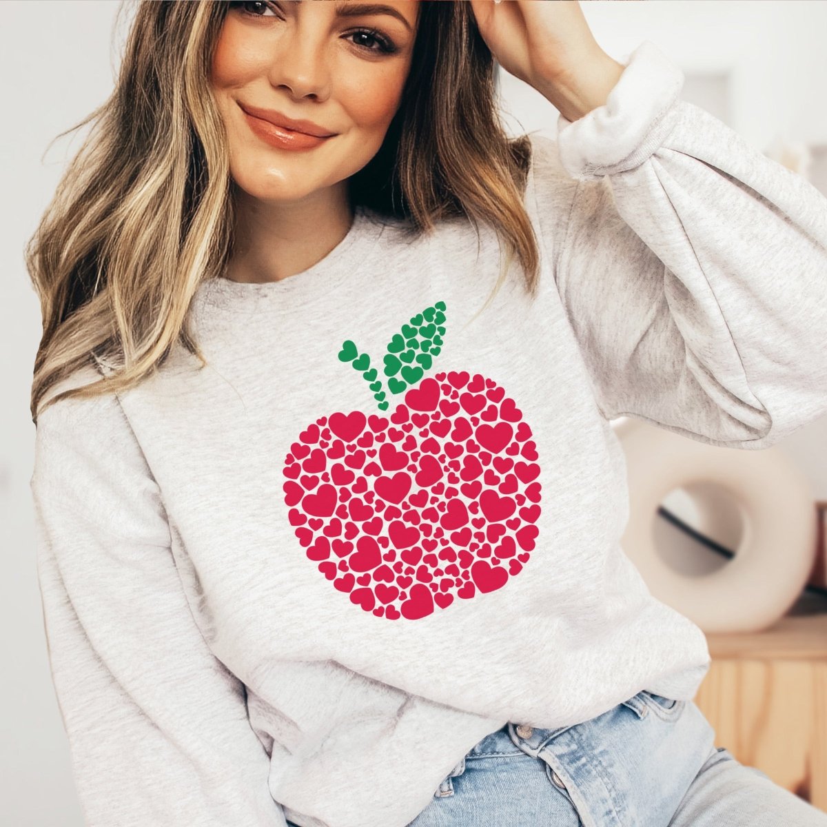 Apple of Hearts Crewneck Sweatshirt - Limeberry Designs