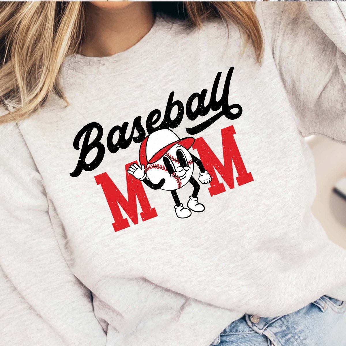 Baseball Mom Retro Characters Wholesale Crew - Limeberry Designs