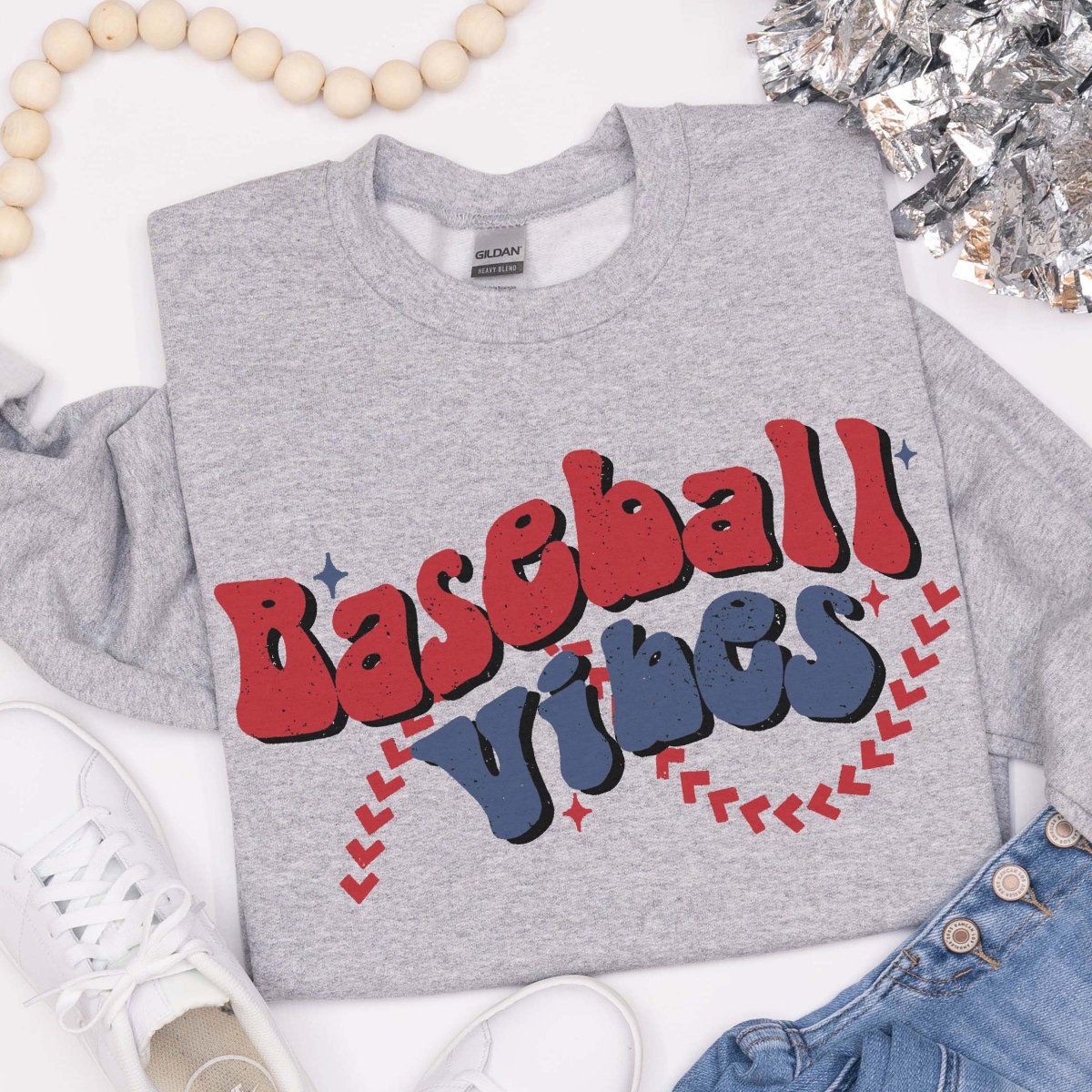 Baseball Vibes Stitches Wholesale Crew - Limeberry Designs
