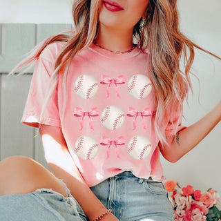 Baseballs And Bows Collage Bella Tee - Limeberry Designs