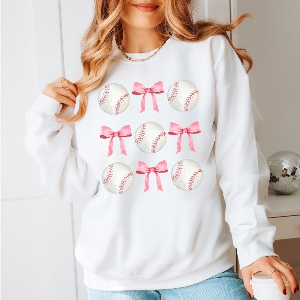 Baseballs And Bows Collage Sweatshirt - Limeberry Designs