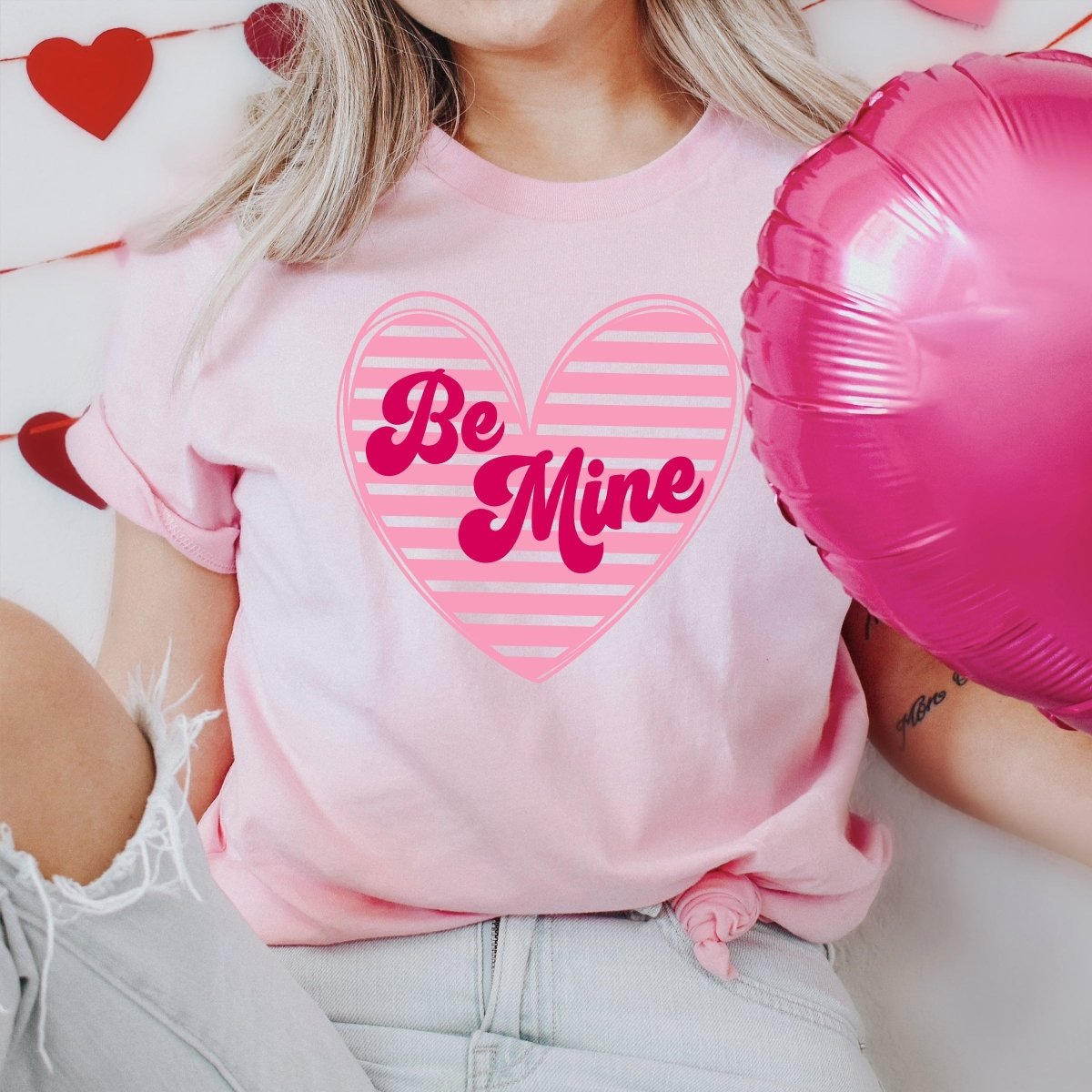 Be Mine Striped Heart Tee - Limeberry Designs