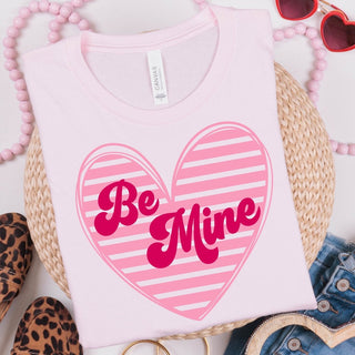 Be Mine Striped Heart Wholesale Tee - Limeberry Designs