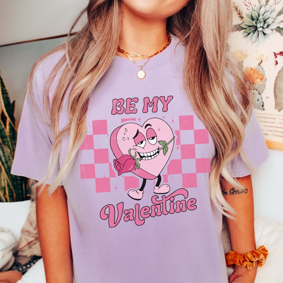 Be My Valentine Retro Heart Wholesale Comfort Color Tee - Limeberry Designs