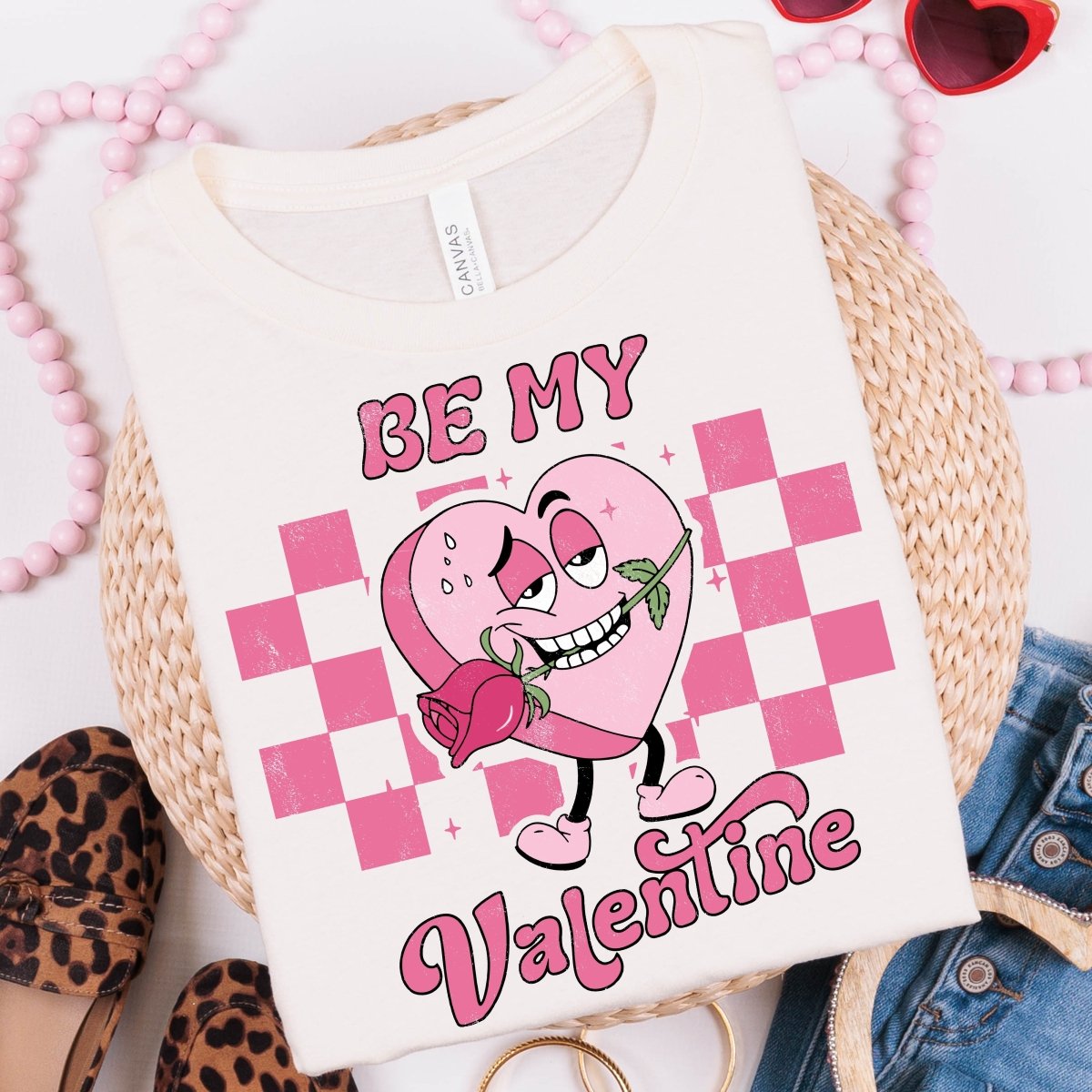 Be My Valentine Retro Heart Wholesale Tee - Limeberry Designs