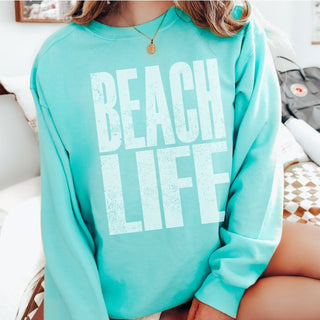 Beach Life Comfort Colors Crew - Limeberry Designs