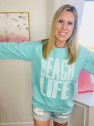 Beach Life Comfort Colors Crew - Limeberry Designs