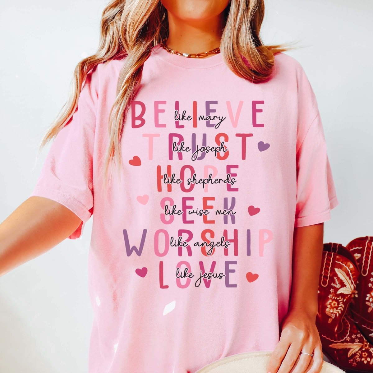 Believe Trust Hope Seek Love like Jesus Wholesale Tee - Limeberry Designs