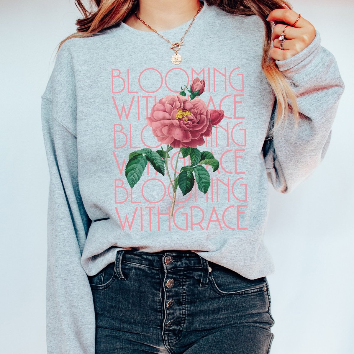 Colored Bloom With Grace Sweatshirts Pullovers aesthetic Fashion
