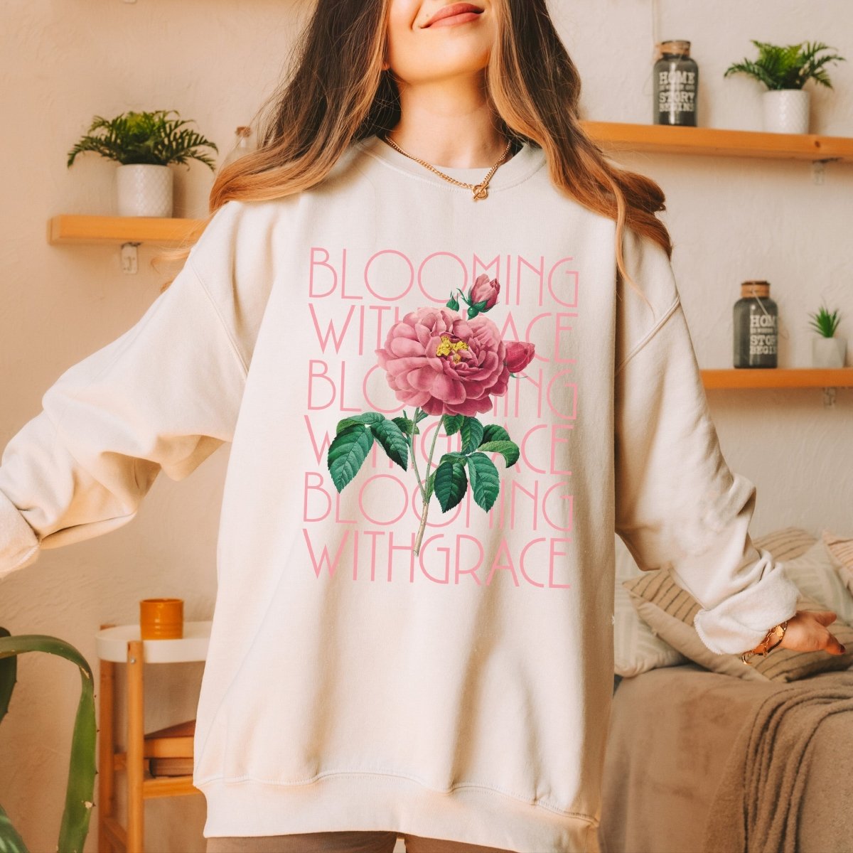 Blooming with Grace Wholesale Crew Sweatshirt - Limeberry Designs