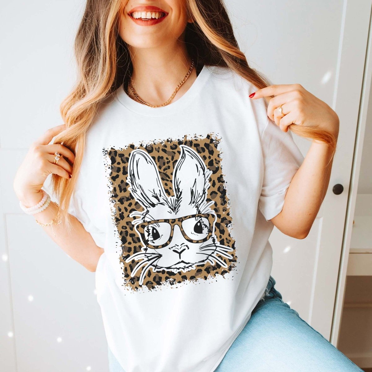 Bunny Glasses Leopard Tee - Limeberry Designs
