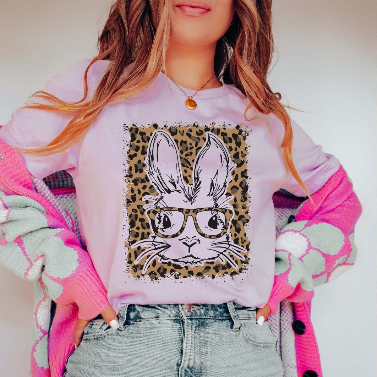 Bunny Glasses Leopard Tee - Limeberry Designs