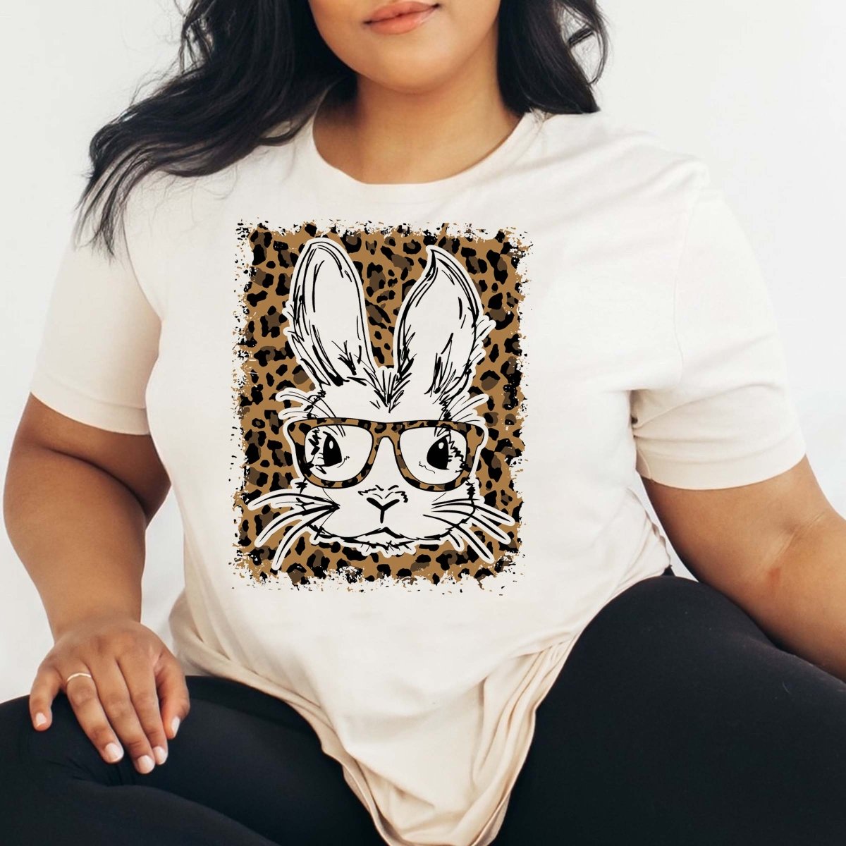 Bunny Glasses Leopard Wholesale Tee - Limeberry Designs