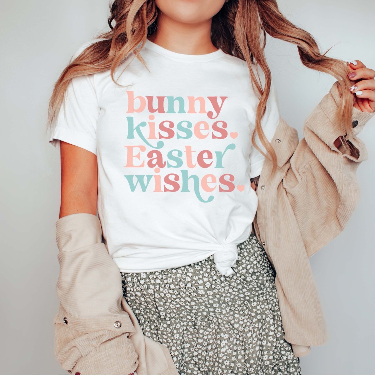 Bunny Kisses Easter Wishes Bella Tees - Limeberry Designs