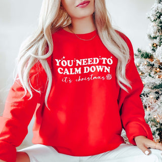 Calm down it is Christmas Crew Sweatshirt - Limeberry Designs