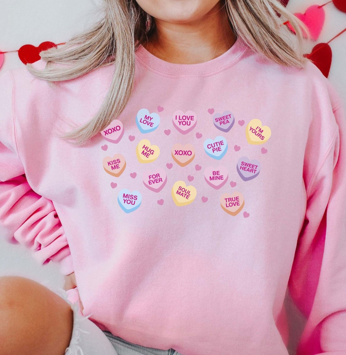 Candy Heart Collage Wholesale Crewneck Sweatshirt - Limeberry Designs