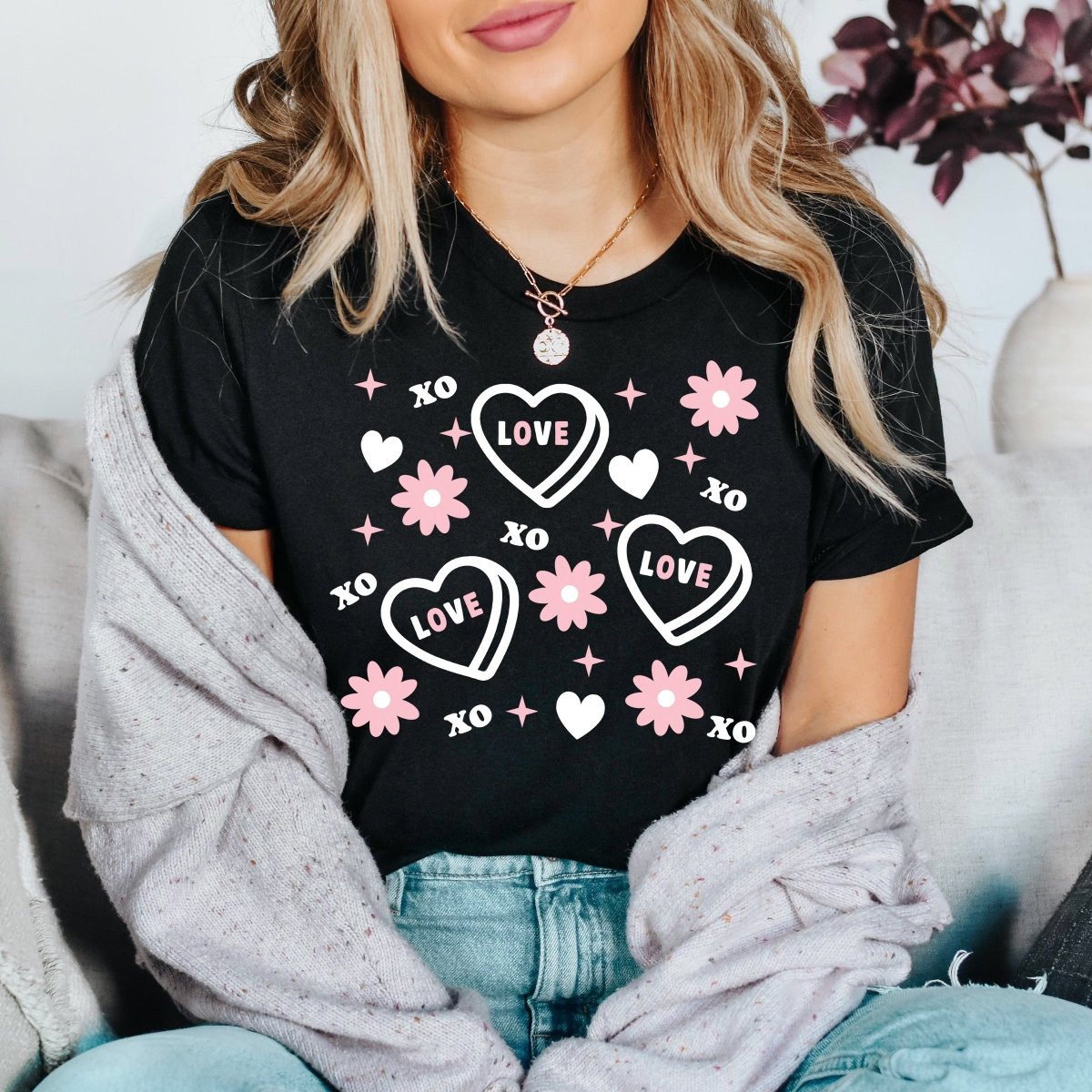Candy Hearts and Flowers Tee - Limeberry Designs