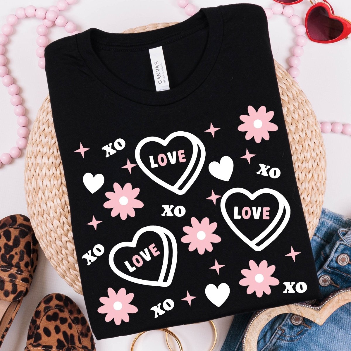 Candy Hearts and Flowers Tee - Limeberry Designs