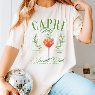 Capri Italy Social Club Comfort Color Tee - Limeberry Designs