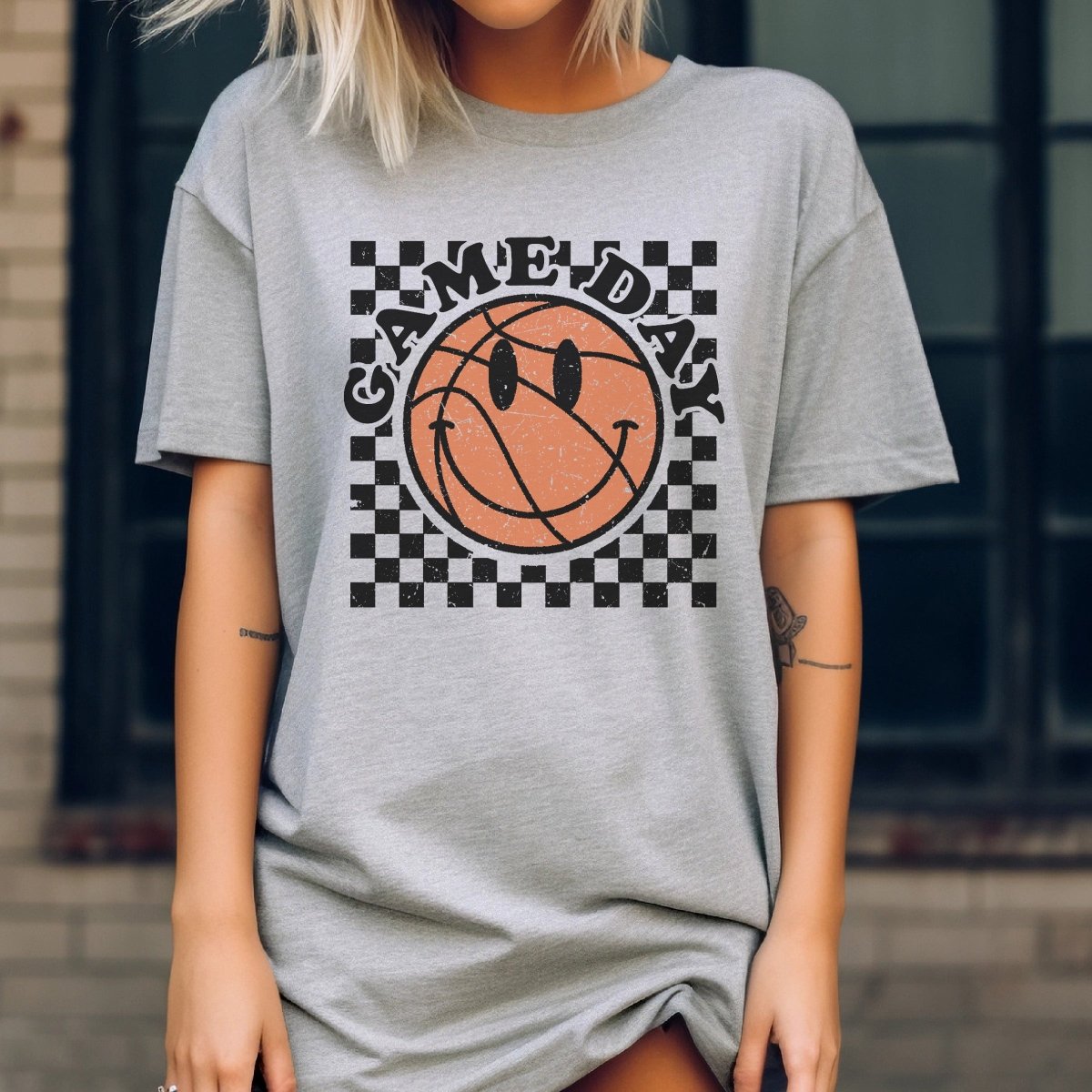 Checkered Basketball Game Day Tee - Limeberry Designs