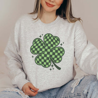 Checkered Clover Crew Sweatshirt - Limeberry Designs