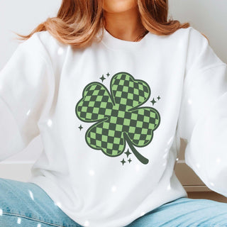 Checkered Clover Crew Sweatshirt - Limeberry Designs