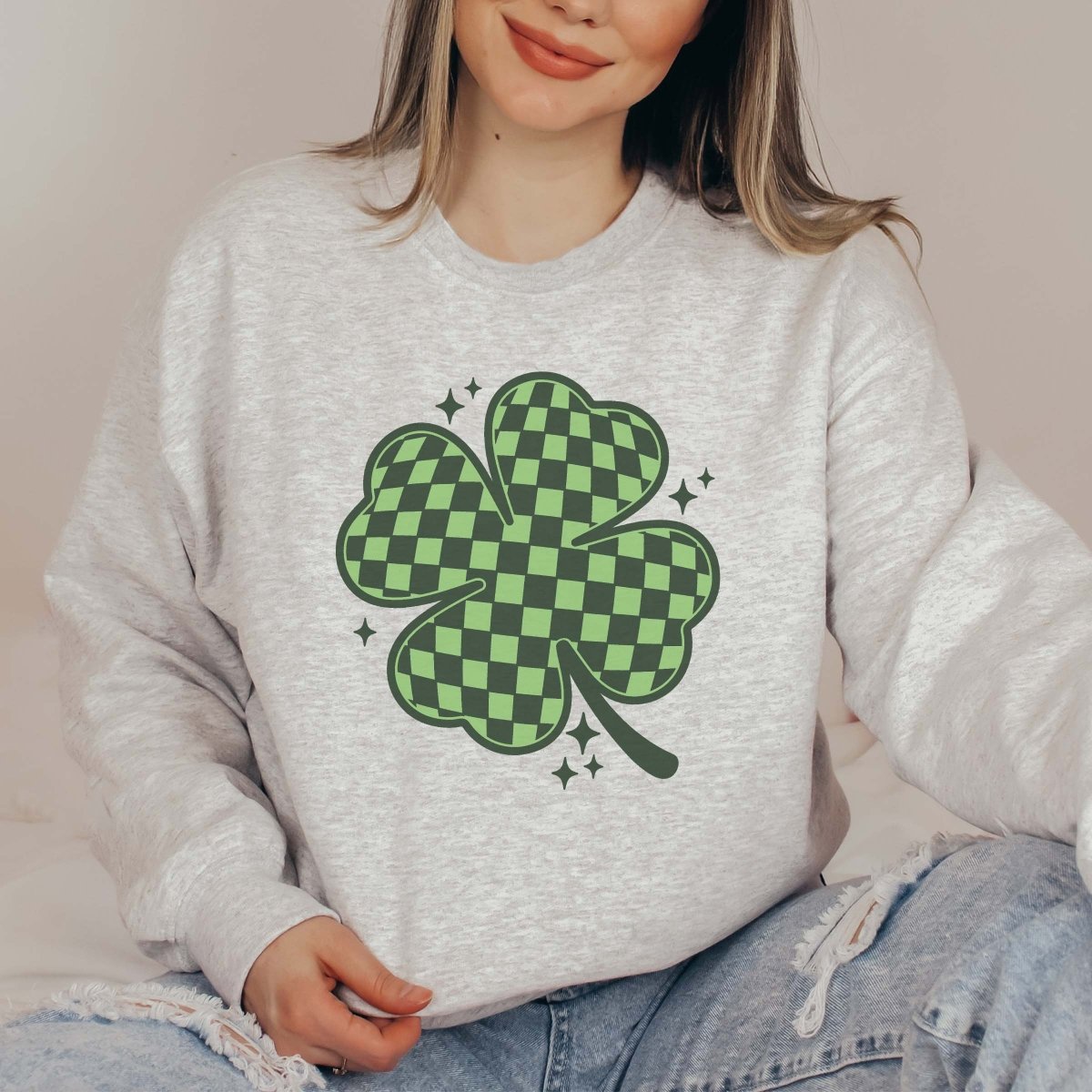 Checkered Clover Wholesale Crew Sweatshirt - Limeberry Designs