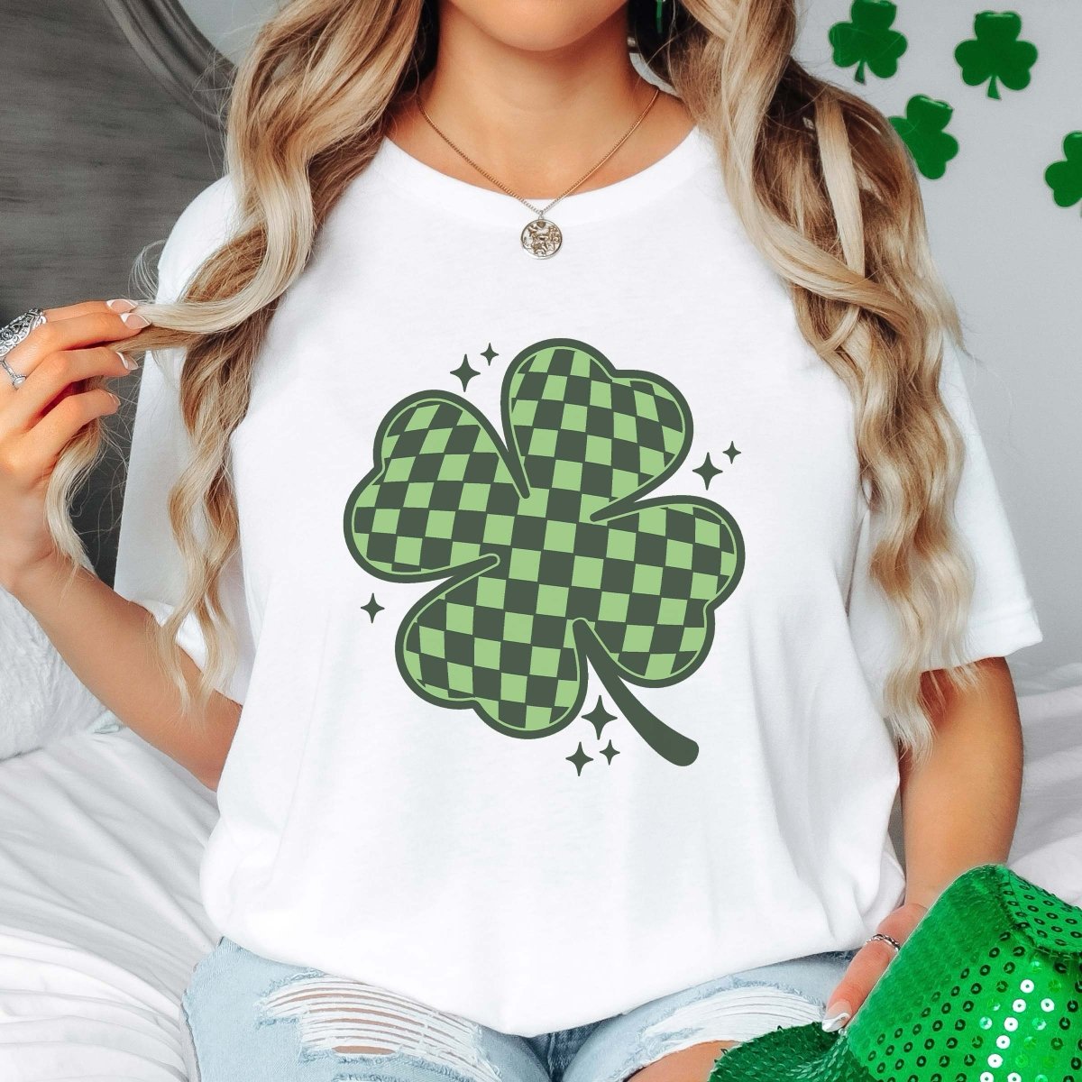 Checkered Clover Wholesale Tee - Limeberry Designs