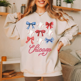 Chicago Baseballs And Bows Sweatshirt - Limeberry Designs