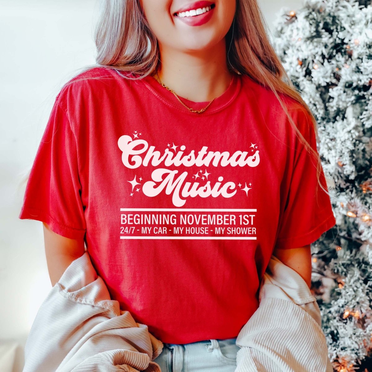 Christmas Music Beginning November 1st Comfort color Wholesale tee - Limeberry Designs