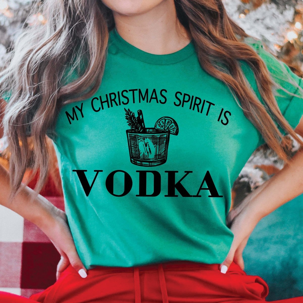 Christmas Spirit is Vodka - Bella Graphic Wholesale Tee - Limeberry Designs