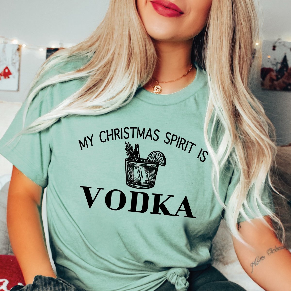 Christmas Spirit is Vodka - Bella Graphic Wholesale Tee - Limeberry Designs