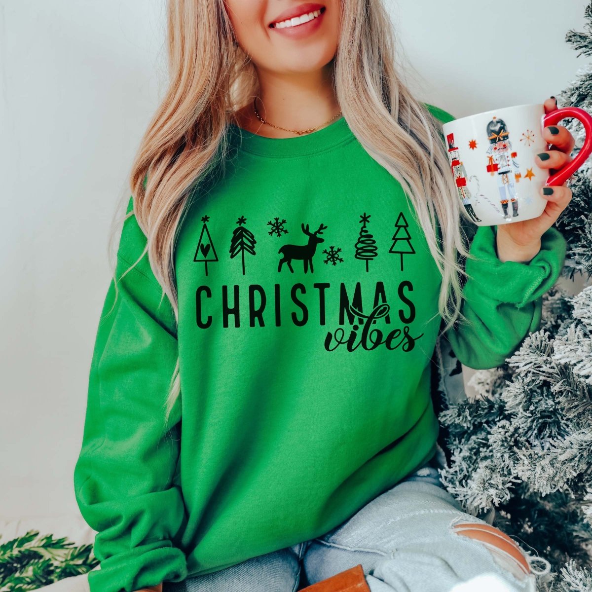 Christmas Vibes Crew Sweatshirt - Limeberry Designs