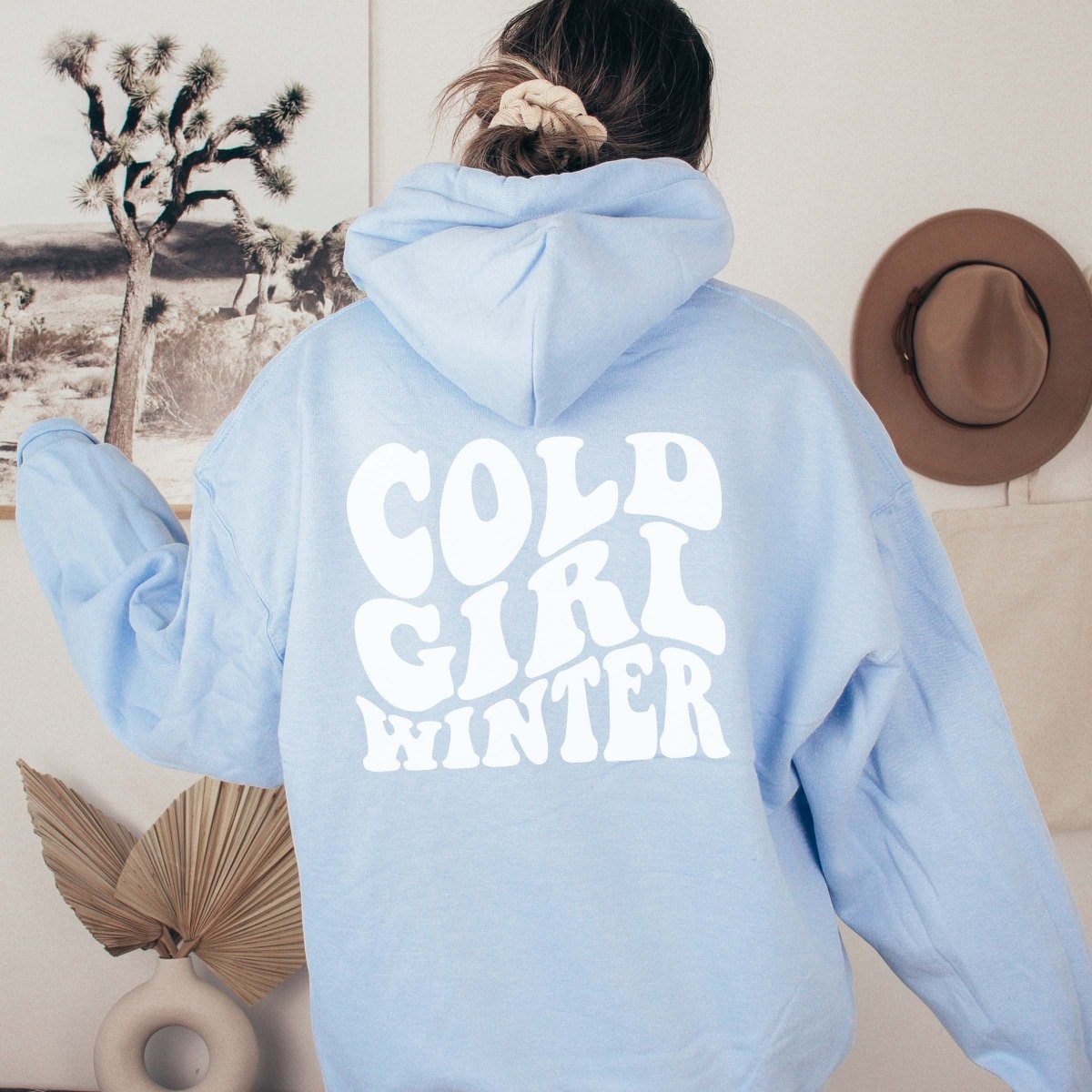 Cold Girl Winter Back Of Hoodie - Limeberry Designs