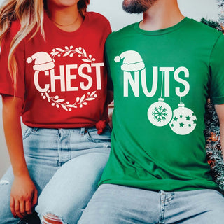 Couple Christmas Chest & Nuts Bella Graphic Tee - Limeberry Designs