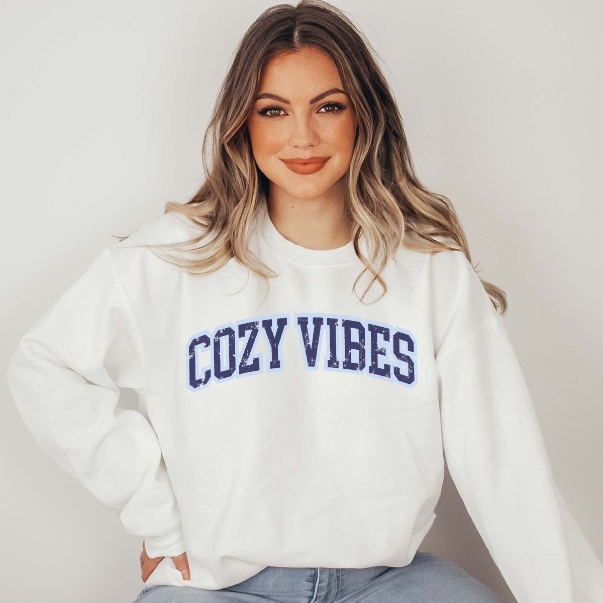 Cozy Vibes Blue Crew Sweatshirt - Limeberry Designs