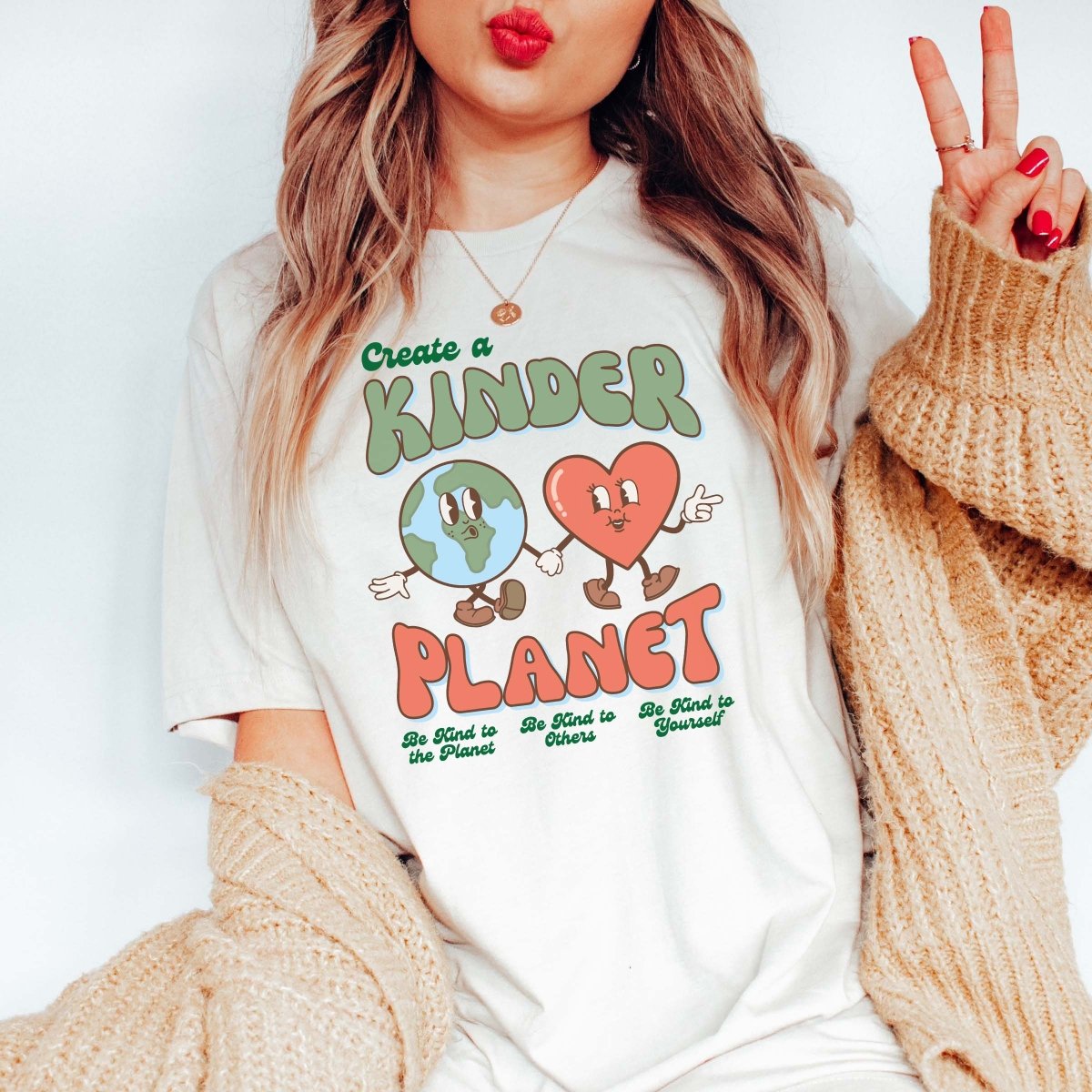 Create a kinder planet Earth and Heart Comfort Color Tee - Limeberry Designs