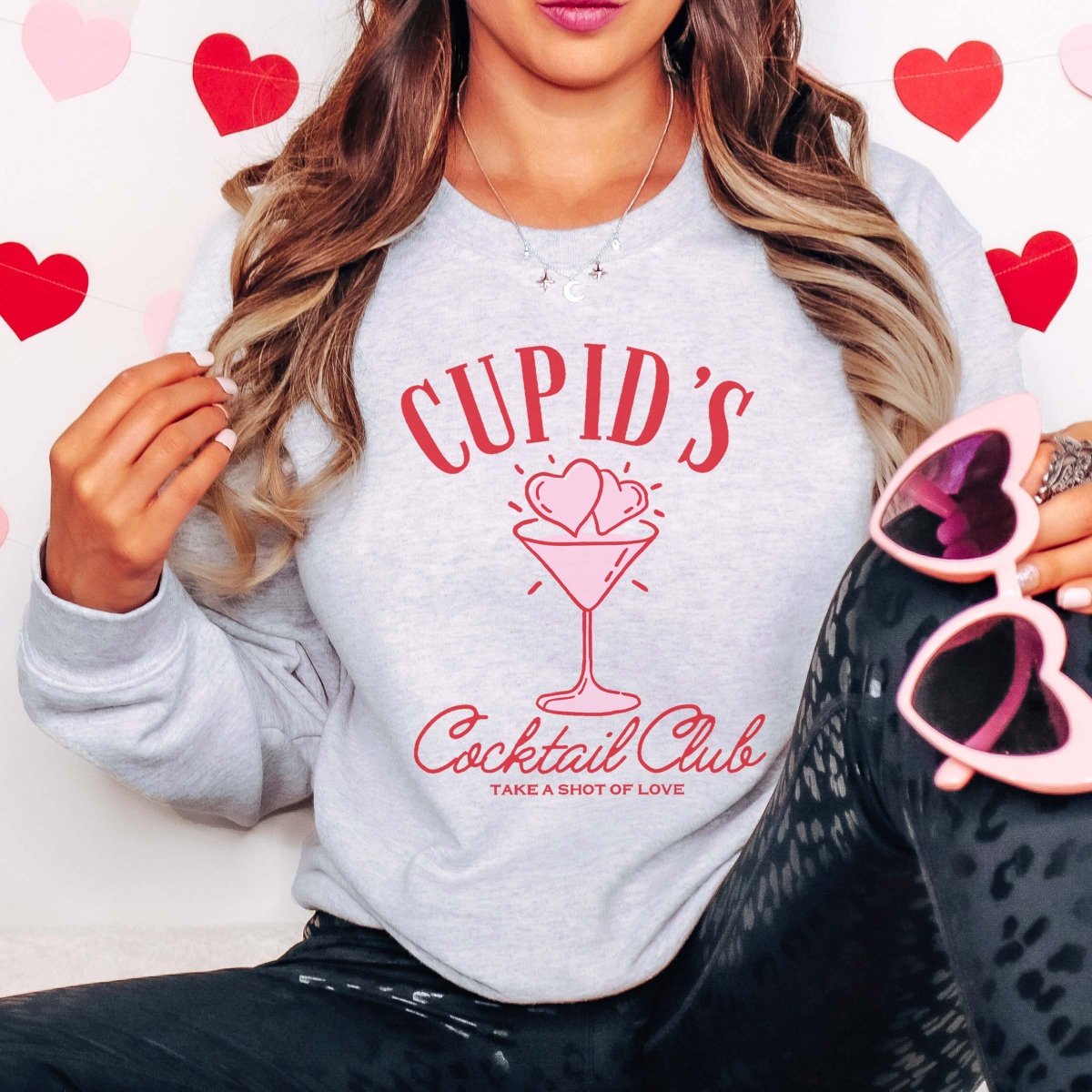 Cupid&#39;s Cocktail Club Crew Sweatshirt - Limeberry Designs
