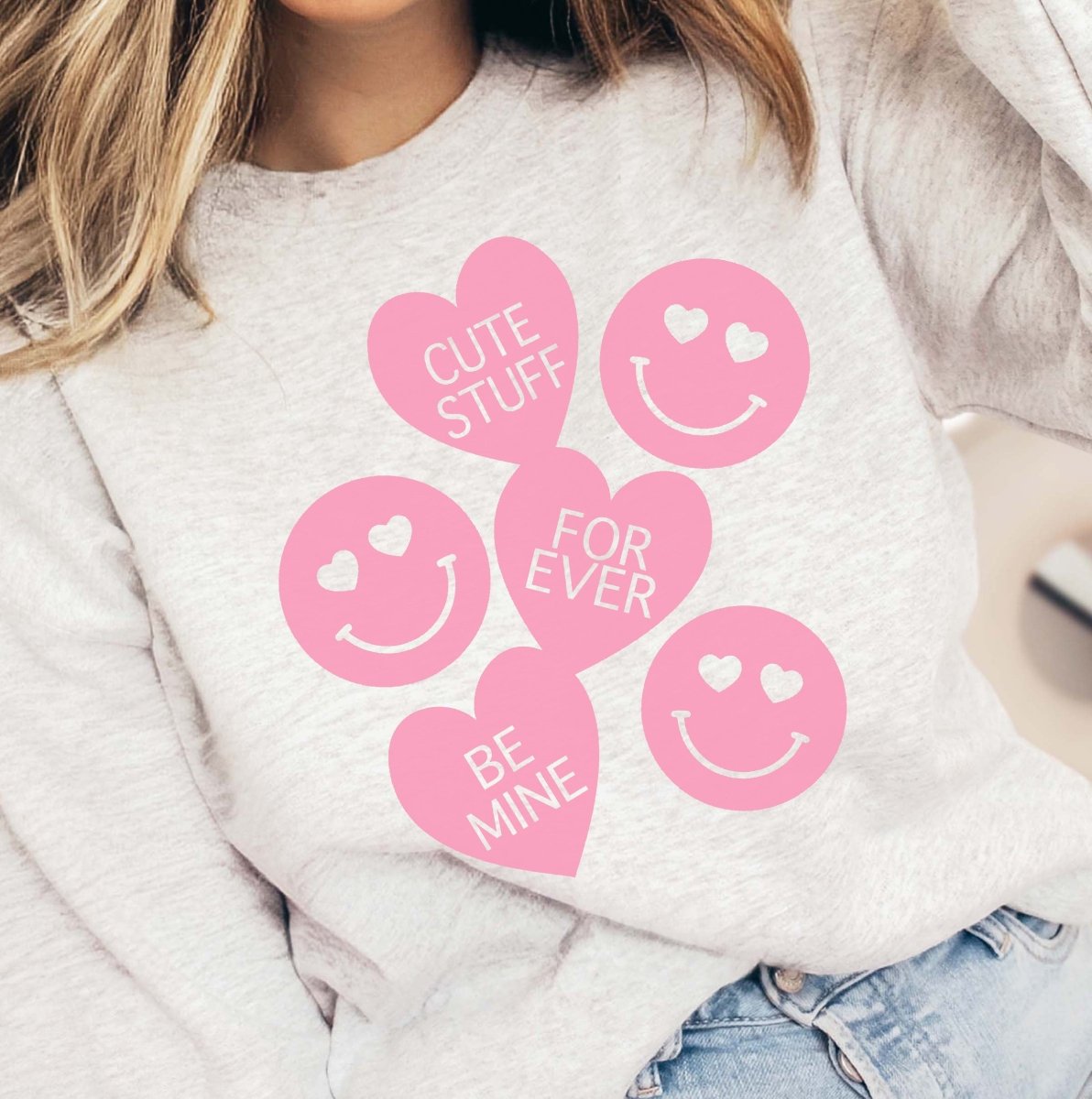 Cute Stuff Candy Hearts Crew Sweatshirt - Limeberry Designs