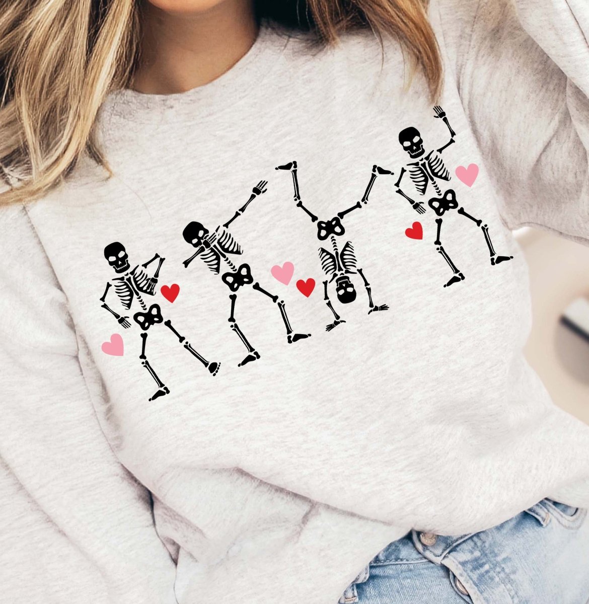 Dancing Skeleton Hearts Wholesale Crewneck Sweatshirt - Limeberry Designs