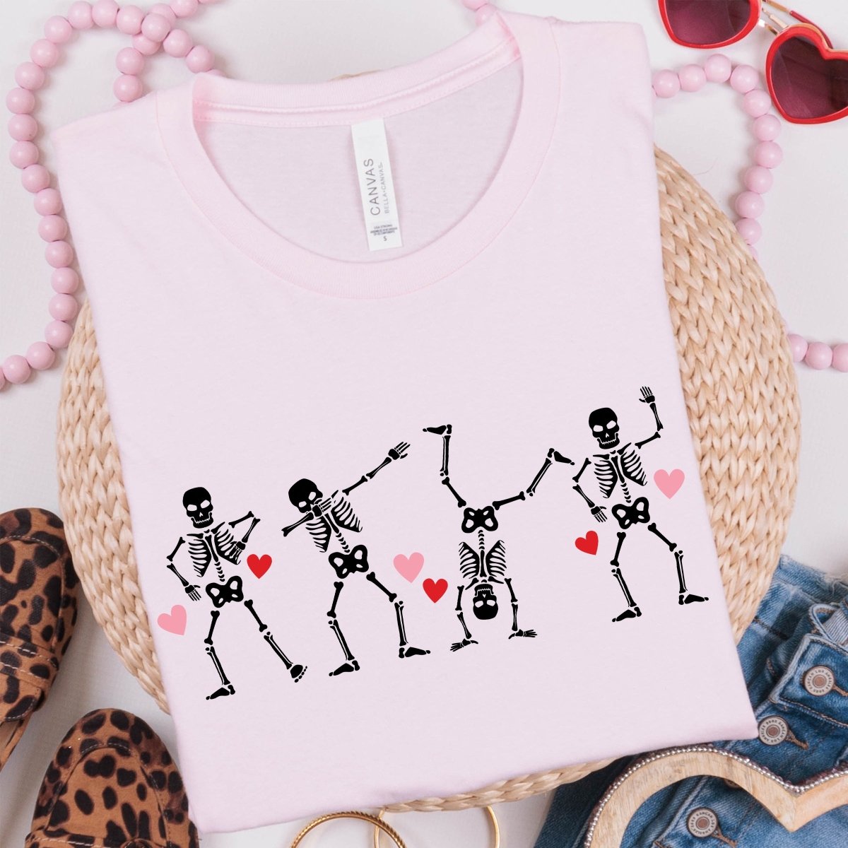Dancing Skeleton Hearts Wholesale Tee - Limeberry Designs