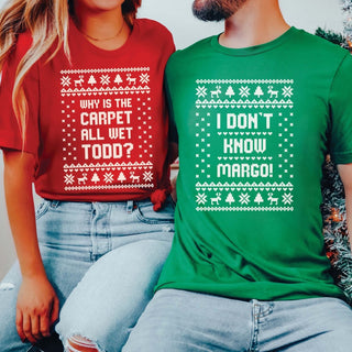 DOORBUSTER- Couple Christmas Ugly sweater Bella Graphic Tee - Limeberry Designs