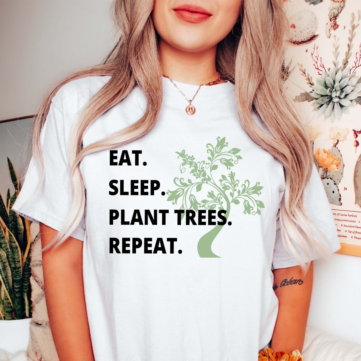 Eat Sleep Plant Trees Comfort Color Tee - Limeberry Designs