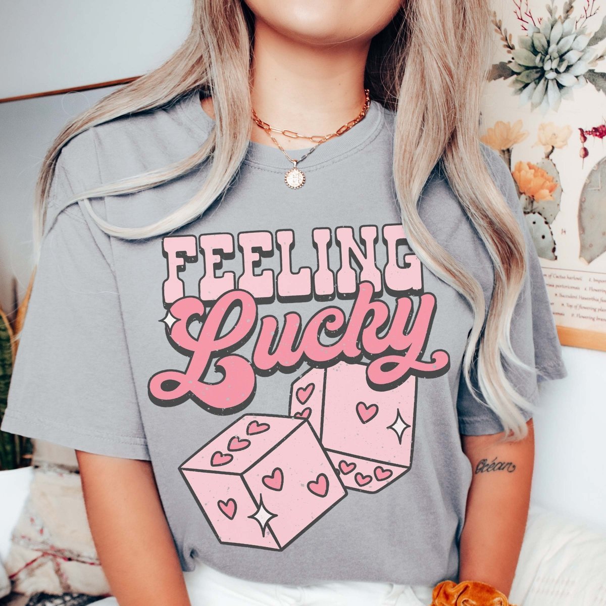 Feeling Lucky Heart Dice Wholesale Comfort Color Tee - Limeberry Designs